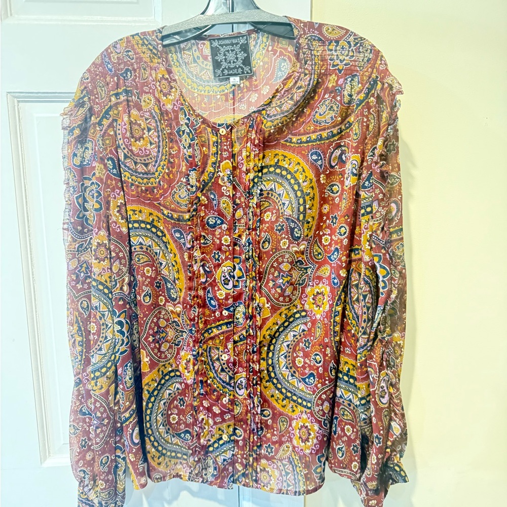 Johnny Was Multicolor Paisley Blouse